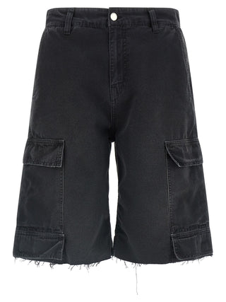 Black Cotton Bermuda Shorts