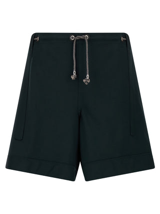 Bicolor Virgin Wool Bermuda Shorts