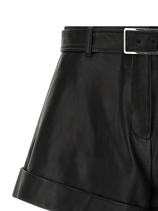 Black Lamb Leather Bermuda Shorts