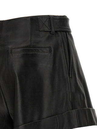 Black Lamb Leather Bermuda Shorts
