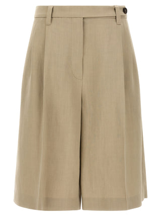 Beige Viscose Bermuda Shorts