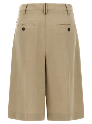 Beige Viscose Bermuda Shorts