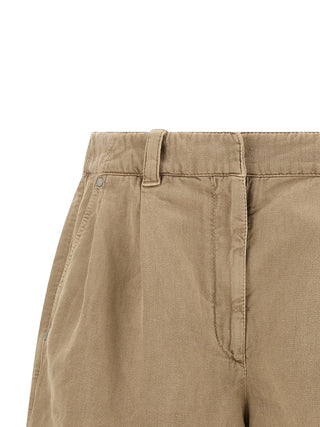 Beige Cotton Bermuda Shorts