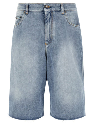 Blue Cotton Bermuda Shorts