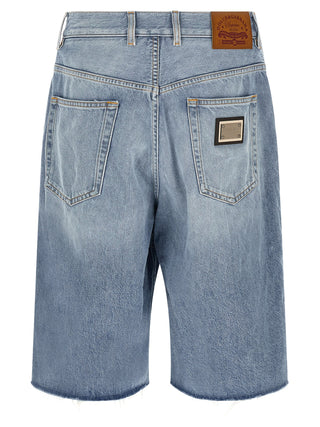 Blue Cotton Bermuda Shorts