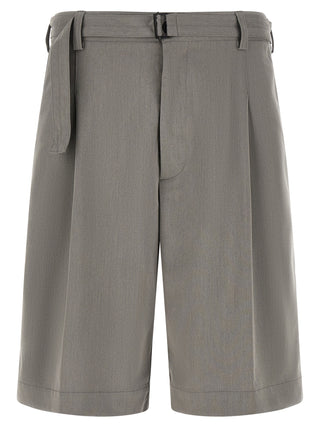 Gray Polyester Bermuda Shorts