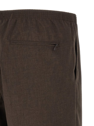 Brown Polyester Bermuda Shorts