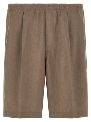 Brown Polyester Bermuda Shorts