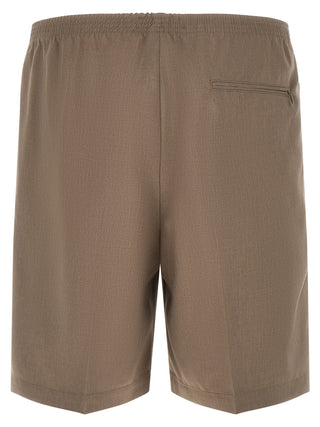 Brown Polyester Bermuda Shorts