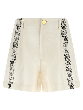 Bicolor Linen Bermuda Shorts