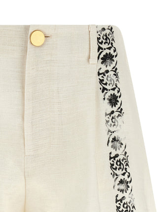 Bicolor Linen Bermuda Shorts