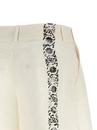 Bicolor Linen Bermuda Shorts
