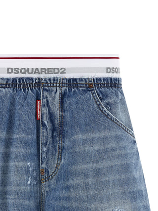 Blue Cotton Bermuda Shorts