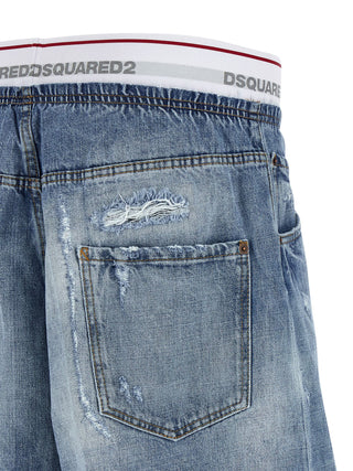 Blue Cotton Bermuda Shorts