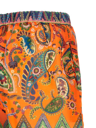 Orange Ramie Bermuda Shorts