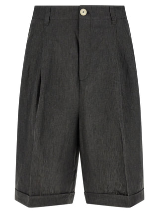 Gray Linen Bermuda Shorts