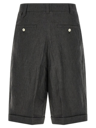 Gray Linen Bermuda Shorts