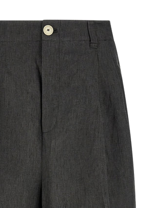 Gray Linen Bermuda Shorts