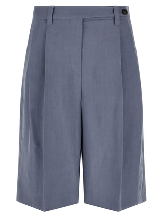 Blue Viscose Bermuda Shorts