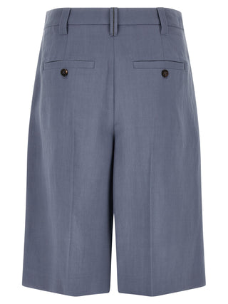 Blue Viscose Bermuda Shorts
