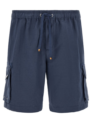 Blue Linen Bermuda Shorts