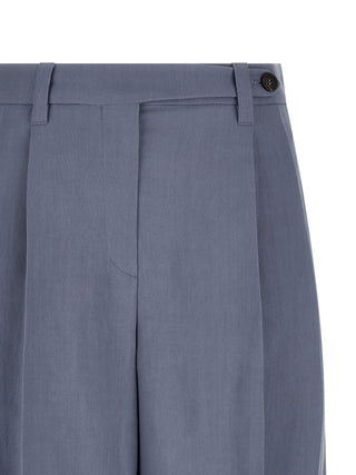 Blue Viscose Bermuda Shorts