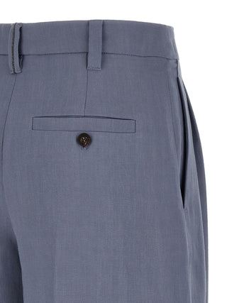 Blue Viscose Bermuda Shorts