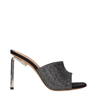 Black Satin Stiletto Heel Sandals