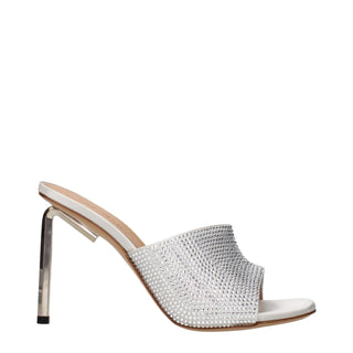 Gray Satin Stiletto Heel Sandals