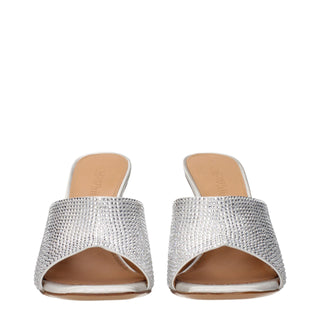 Gray Satin Stiletto Heel Sandals