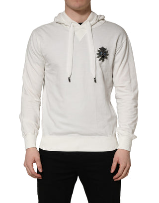 White Cotton Hooded Sweatshirt Sweater