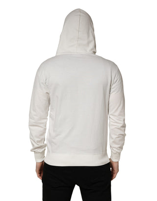 White Cotton Hooded Sweatshirt Sweater