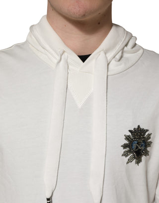 White Cotton Hooded Sweatshirt Sweater