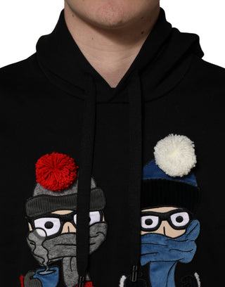 #dgfamily Black Cotton Hooded Men Sweatshirt Sweater