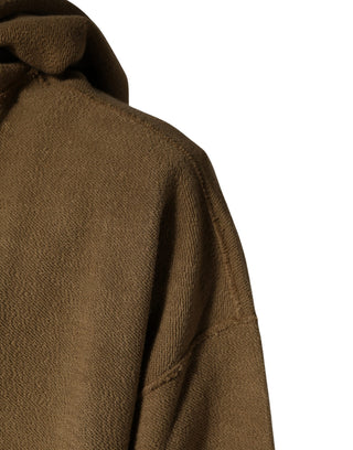 Brown Cotton Logo Coin Hooded Pullover Sweater