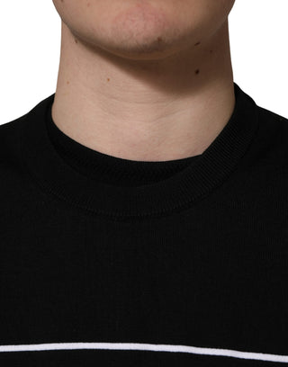 Black Graphic Logo Crew Neck Wool Pullover Sweater
