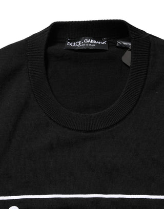 Black Graphic Logo Crew Neck Wool Pullover Sweater