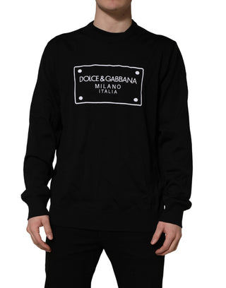 Black Graphic Logo Crew Neck Wool Pullover Sweater