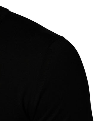 Black embroidered Logo Crew Neck Pullover Sweater