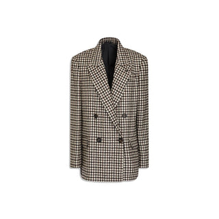 Blazer marrón de alpaca y cuero