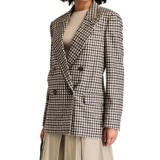 Blazer marrón de alpaca y cuero