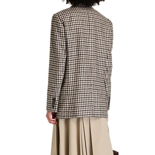 Blazer marrón de alpaca y cuero