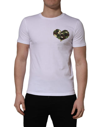 White Heart Shaped Camouflage Patch Men T-shirt