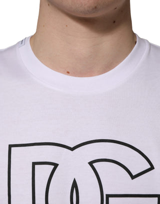 White DG Logo Print Short Sleeves Men T-shirt