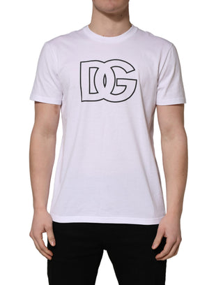 White DG Logo Print Short Sleeves Men T-shirt