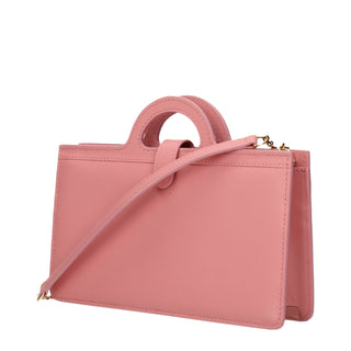 Bolso cruzado de cuero rosa