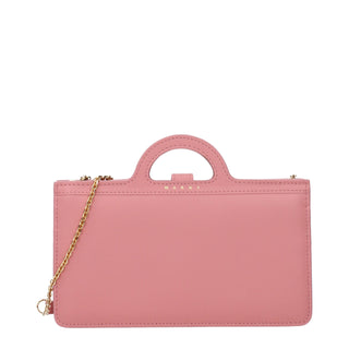 Bolso cruzado de cuero rosa