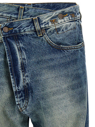 Jeans de pierna recta de algodón azul