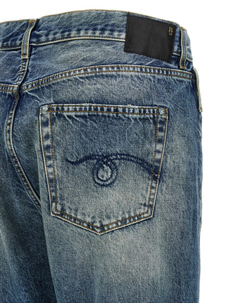 Jeans de pierna recta de algodón azul