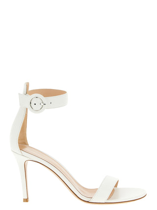 White Napa Leather / Calf Bos Taurus Stiletto Heel Sandals